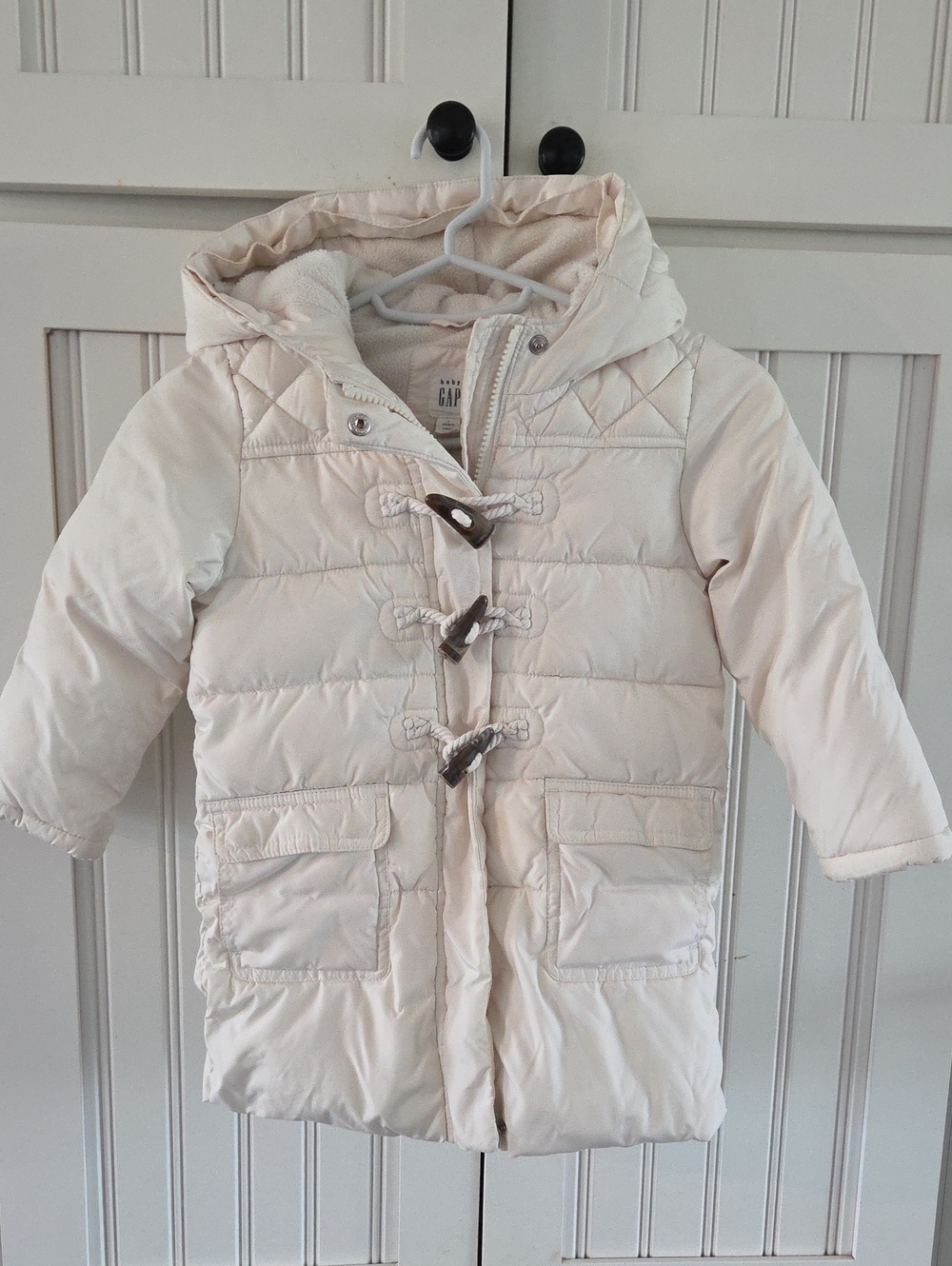Gap Kids Cream Hooded Toggle Puffer Coat